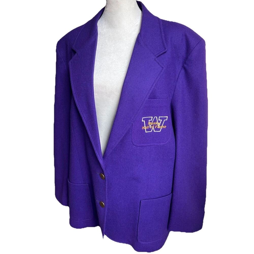 Vtg UW Huskies Hall of Fame Blazer Womens 16 Wool Purple University Washington